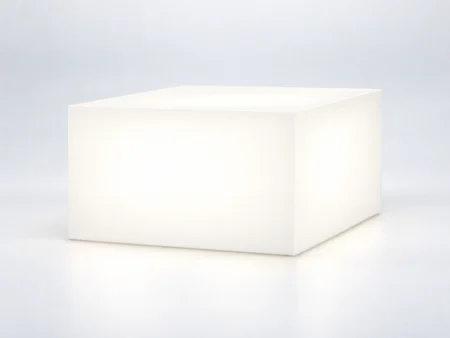 Warm-white illuminated square LED coffee table for event furniture rental in Miami