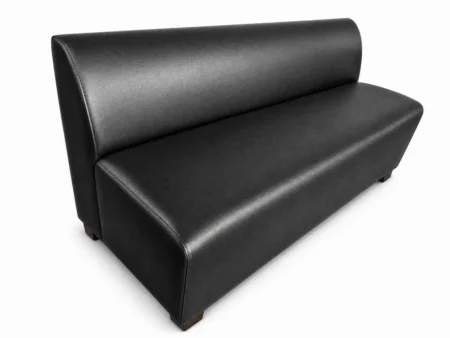 Black leather loveseat for event furniture rental in Miami